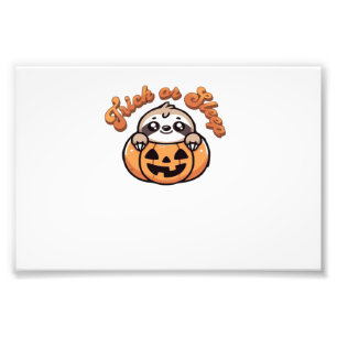 Halloween Sloth Trick or Sleep Cute Sloth Pumpkin Photo Print