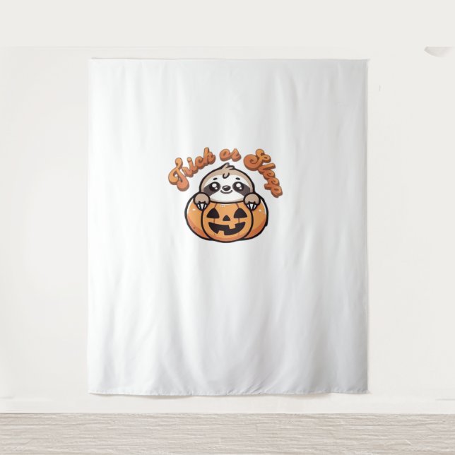 Halloween Sloth Trick or Sleep Cute Sloth Pumpkin  Tapestry (Front)