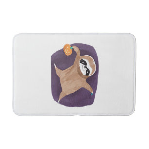 Halloween Sloth with Pumpkin Classic T-Shirt Bath Mat