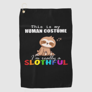 Halloween Slothful Design, This is my Human Costum Golf Towel