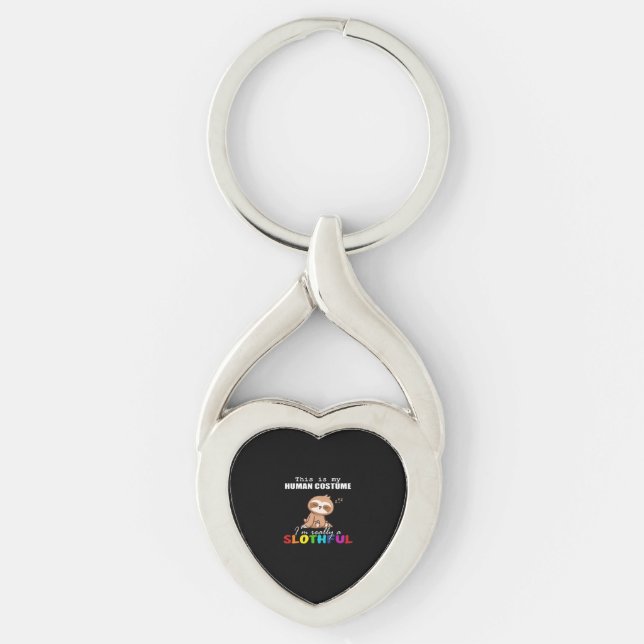Halloween Slothful Design, This is my Human Costum Key Ring (Front)