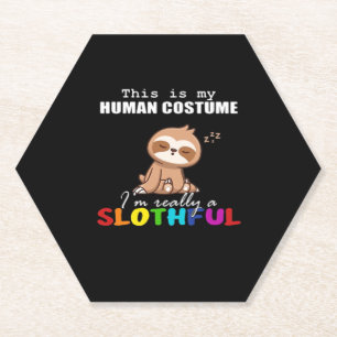 Halloween Slothful Design, This is my Human Costum Paper Coaster