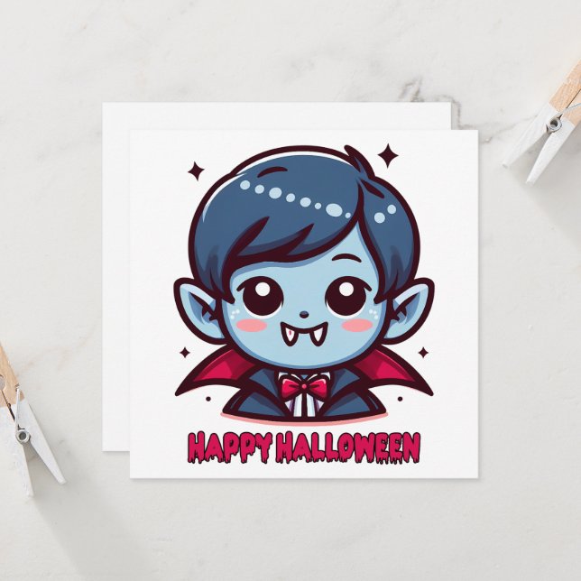 Halloween - Small cute vampire Invitation (Front/Back In Situ)