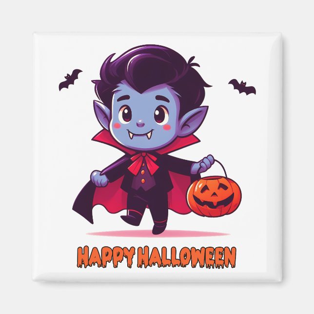 Halloween - Small Vampire and pumpkin Magnet (Front)