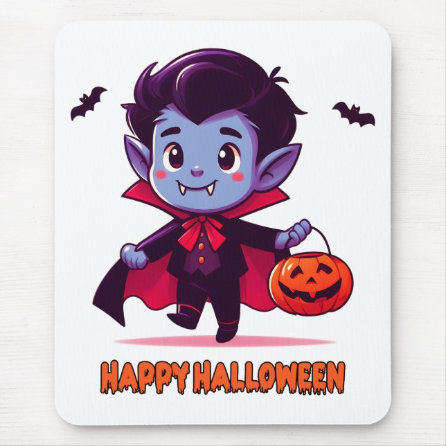 Halloween - Small Vampire and pumpkin Mouse Pad (Front)