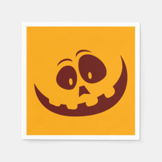Halloween Smiley Face Orange and Brown  Napkin