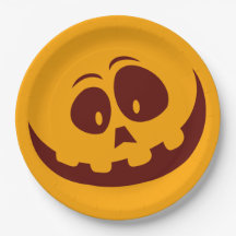 Halloween Smiley Face Orange and Brown 