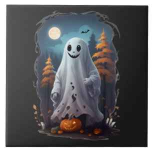 Halloween - Smiling Ghost Ceramic Tile