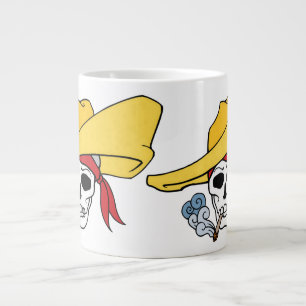 Halloween Smoking Skull with Bandanna Cartoon Large Coffee Mug