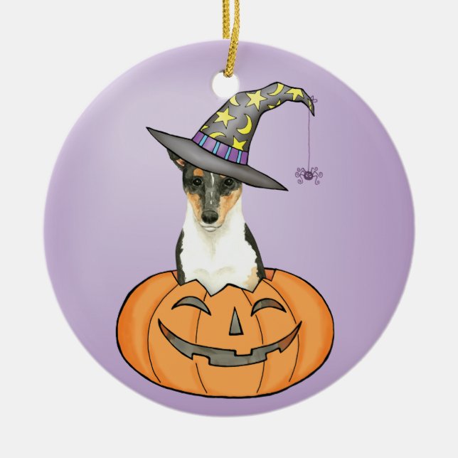 Halloween Smooth Collie Ceramic Ornament (Front)