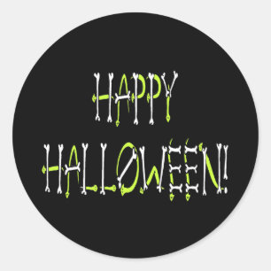 Halloween Snakes and Bones Text Classic Round Sticker