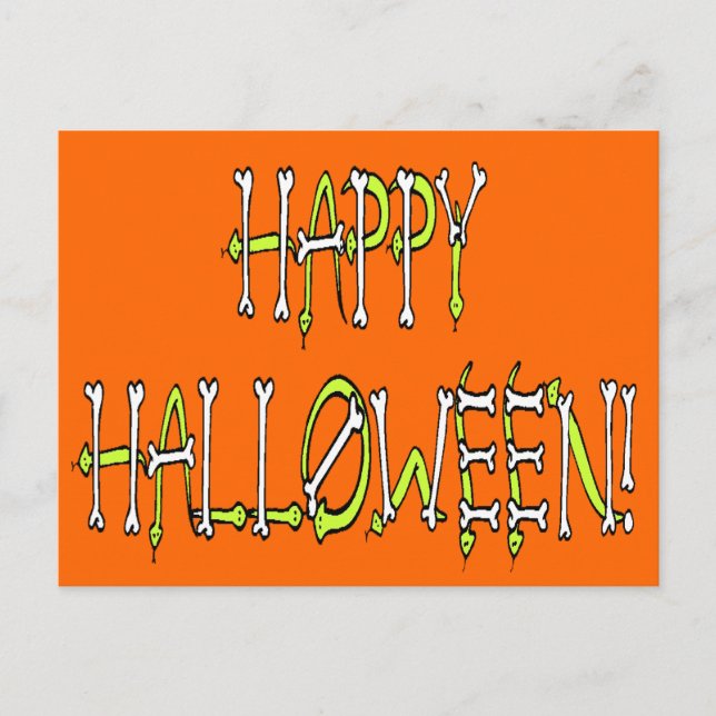 Halloween Snakes and Bones Text Postcard (Front)