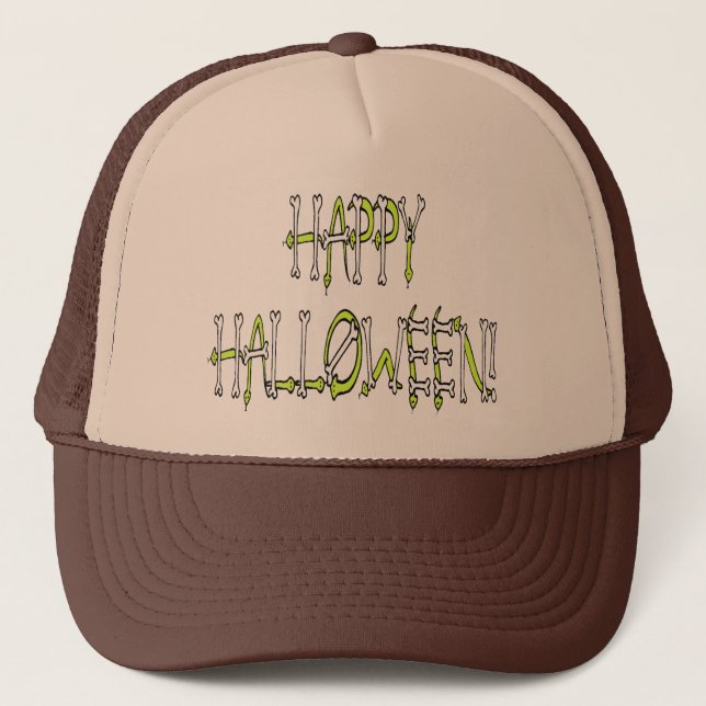 Halloween Snakes and Bones Text Trucker Hat (Front)