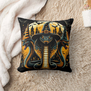 Halloween snakes in a spooky nighttime setting cushion