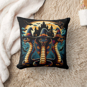 Halloween snakes in spooky attire at twilight cushion