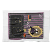 Halloween Snow White witch and cake kitchen towel