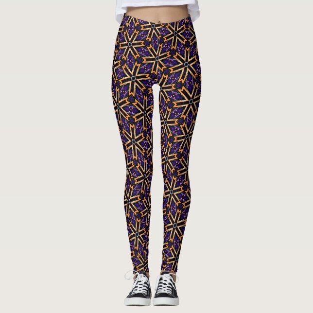 Halloween Snowflake Pattern Leggings (Front)