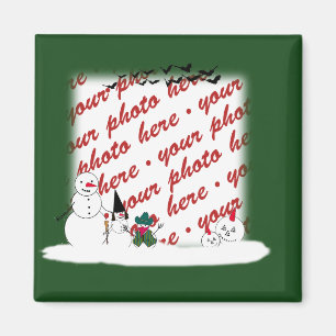 Halloween Snowmen Photo Frame Magnet