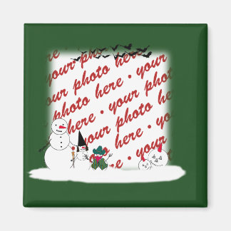 Halloween Snowmen Photo Frame Magnet