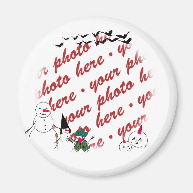 Halloween Snowmen Photo Frame Magnet (Front)