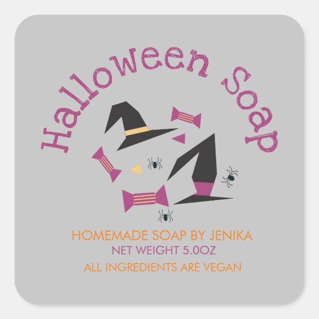 Halloween Soap Homemade Crafted Business Product Square Sticker (Front)