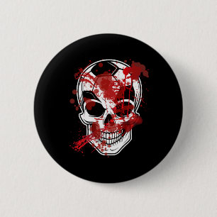 Halloween Soccer Byll Pumpkin Skull Soccer Player  6 Cm Round Badge