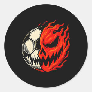 Halloween Soccer Byll Pumpkin Skull Soccer Player  Classic Round Sticker