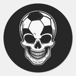 Halloween Soccer Byll Pumpkin Skull Soccer Player  Classic Round Sticker