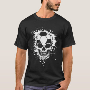 Halloween Soccer Byll Pumpkin Skull Soccer Player T-Shirt
