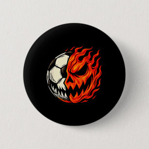 Halloween Soccer Ll Pumpkin Flame Scary Face 6 Cm Round Badge