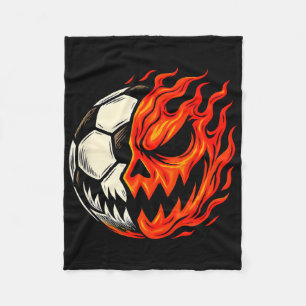 Halloween Soccer Ll Pumpkin Flame Scary Face Fleece Blanket
