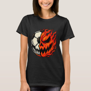 Halloween Soccer Ll Pumpkin Flame Scary Face  T-Shirt