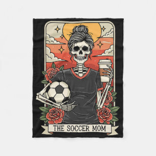 Halloween Soccer Mom Funny Tarot Card Skeleton Gam Fleece Blanket