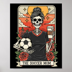 Halloween Soccer Mum Funny Tarot Card Skeleton Gam Poster