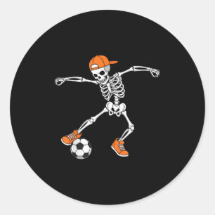 Halloween Soccer Skeleton Football Trick Or Treat  Classic Round Sticker