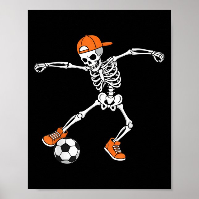 Halloween Soccer Skeleton Football Trick Or Treat  Poster (Front)