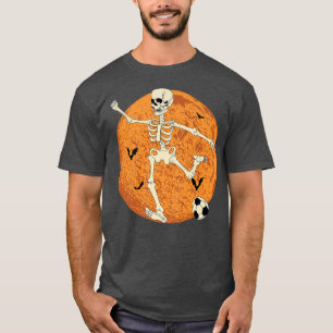 Halloween Soccer Skeleton Player Ball Team Sport T-Shirt