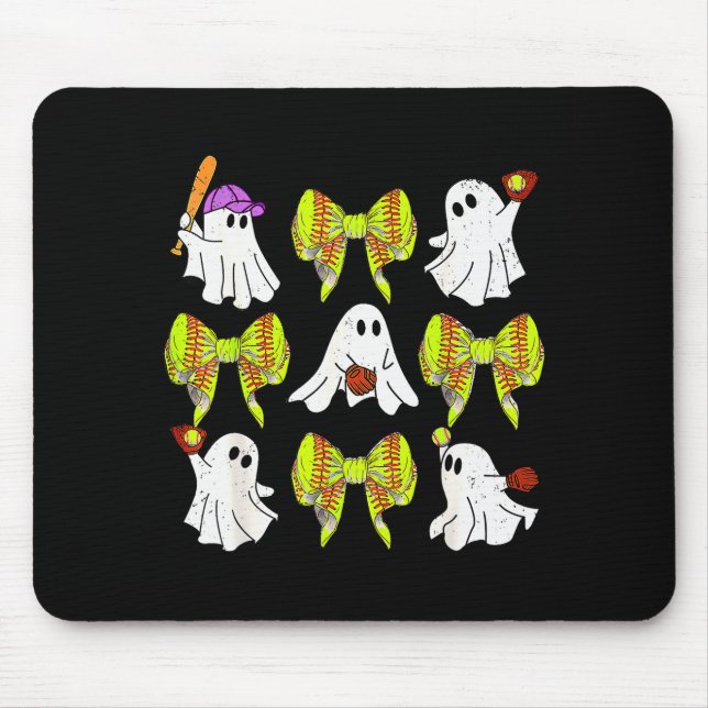 Halloween Softball Ghosts Softball Daughter Girls  Mouse Pad (Front)