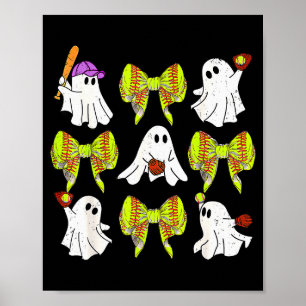 Halloween Softball Ghosts Softball Daughter Girls  Poster