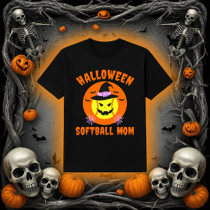 Halloween Softball Mom   Spooky Witch Ball T-Shirt
