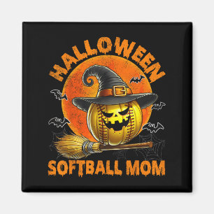 Halloween Softball Mum Spooky Halloween Pumpkin So Magnet