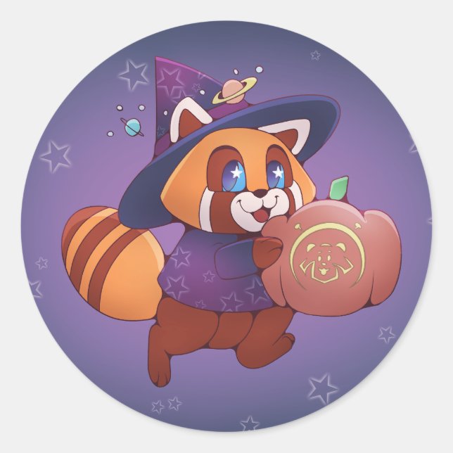 Halloween Space Panda Classic Round Sticker (Front)