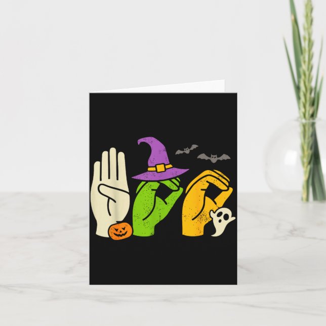 Halloween Sped Teacher Boo In Asl Boo Hands Sign L Card (Front)