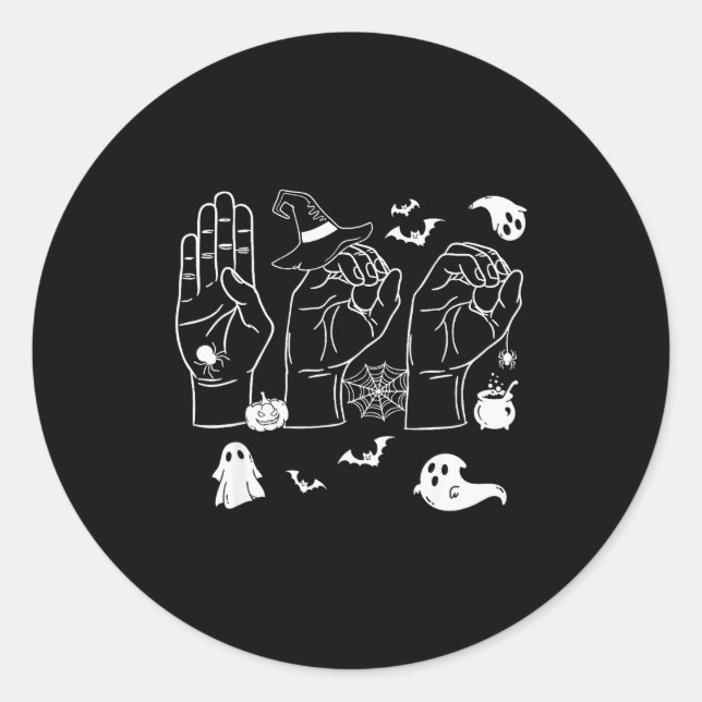 Halloween Sped Teacher Boo In Asl Boo Hands Sign L Classic Round Sticker (Front)
