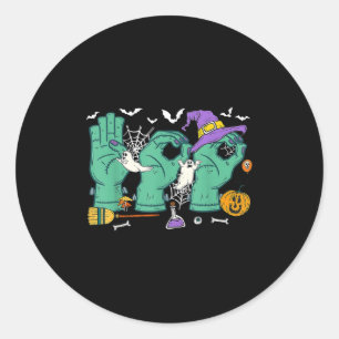 Halloween Sped Teacher Boo In Asl Boo Hands Sign L Classic Round Sticker