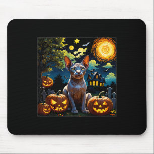 Halloween Sphynx Starry Night Mouse Pad