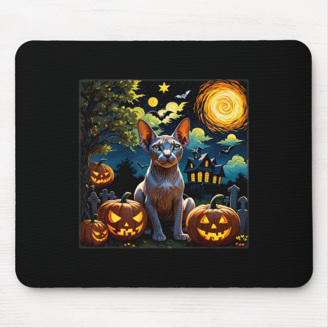 Halloween Sphynx Starry Night  Mouse Pad (Front)