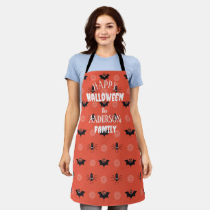 Halloween spider, bat & cobweb pattern apron