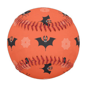 Halloween spider, bat & cobweb pattern baseball