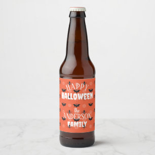Halloween spider, bat & cobweb pattern beer bottle label